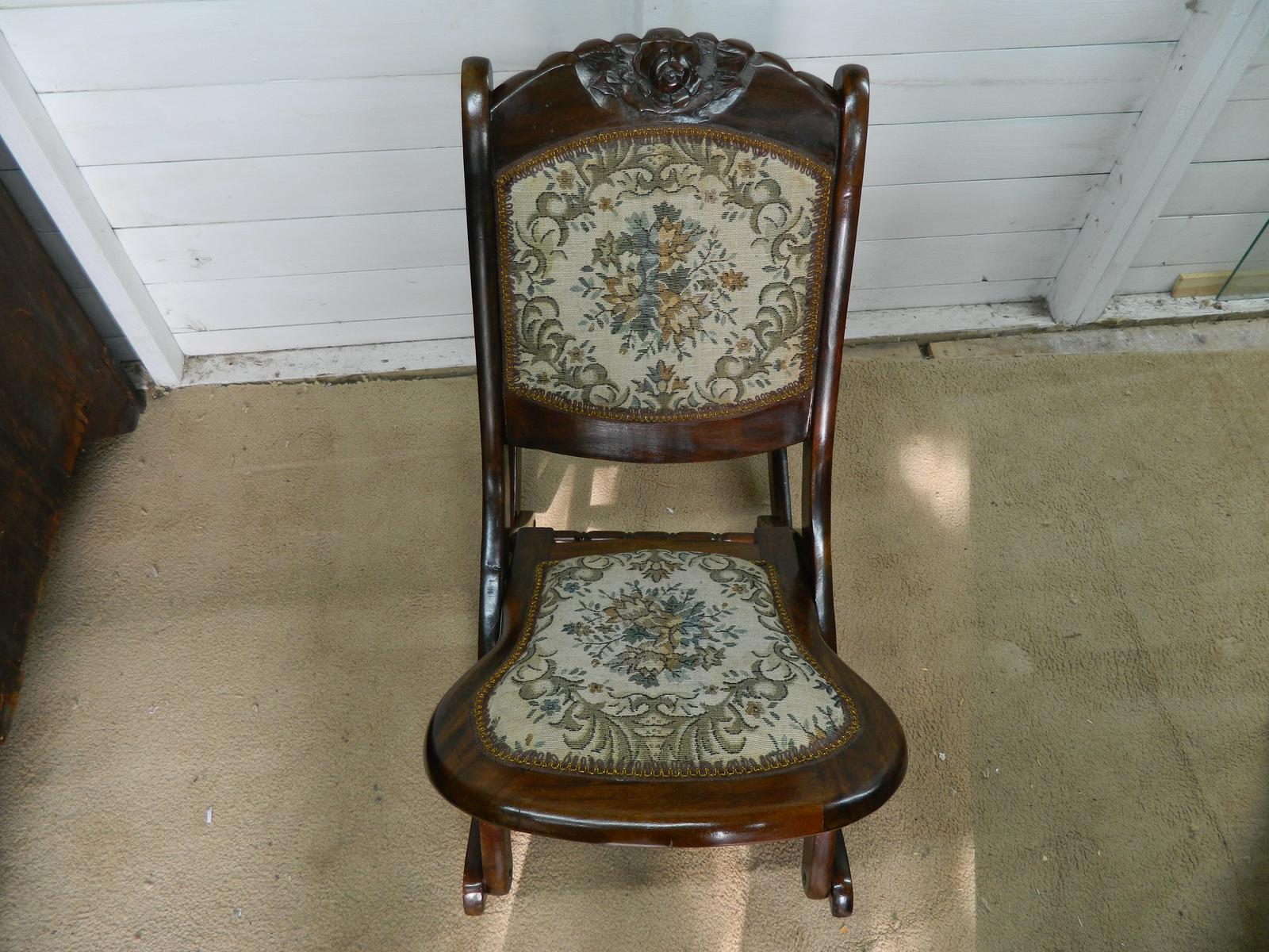 Vintage Tapestry Mahogany Small Rocking Chair (1 of 10)