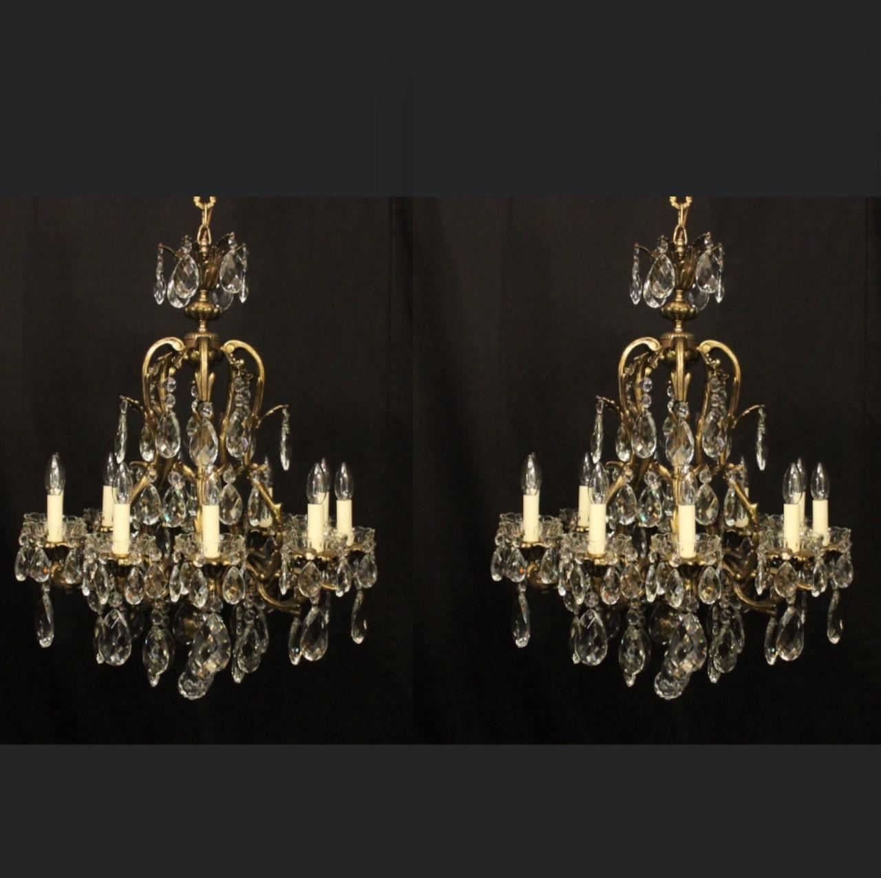 French Pair of Bronze 10 Light Antique Chandeliers (1 of 11)
