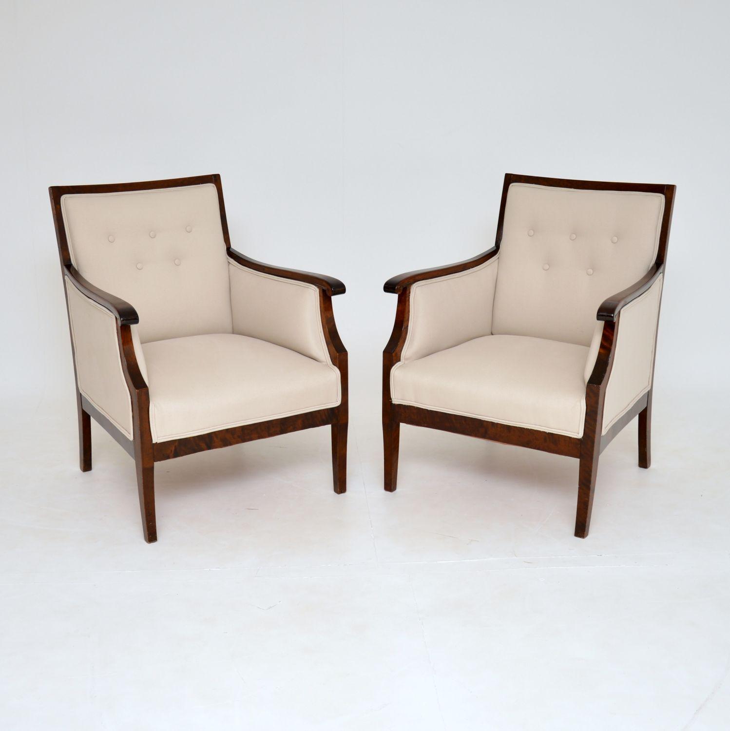 Pair of Antique Swedish Satin Birch Armchairs (1 of 7) Pair of Antique Swedish Satin Birch Armchairs (1 of 7)