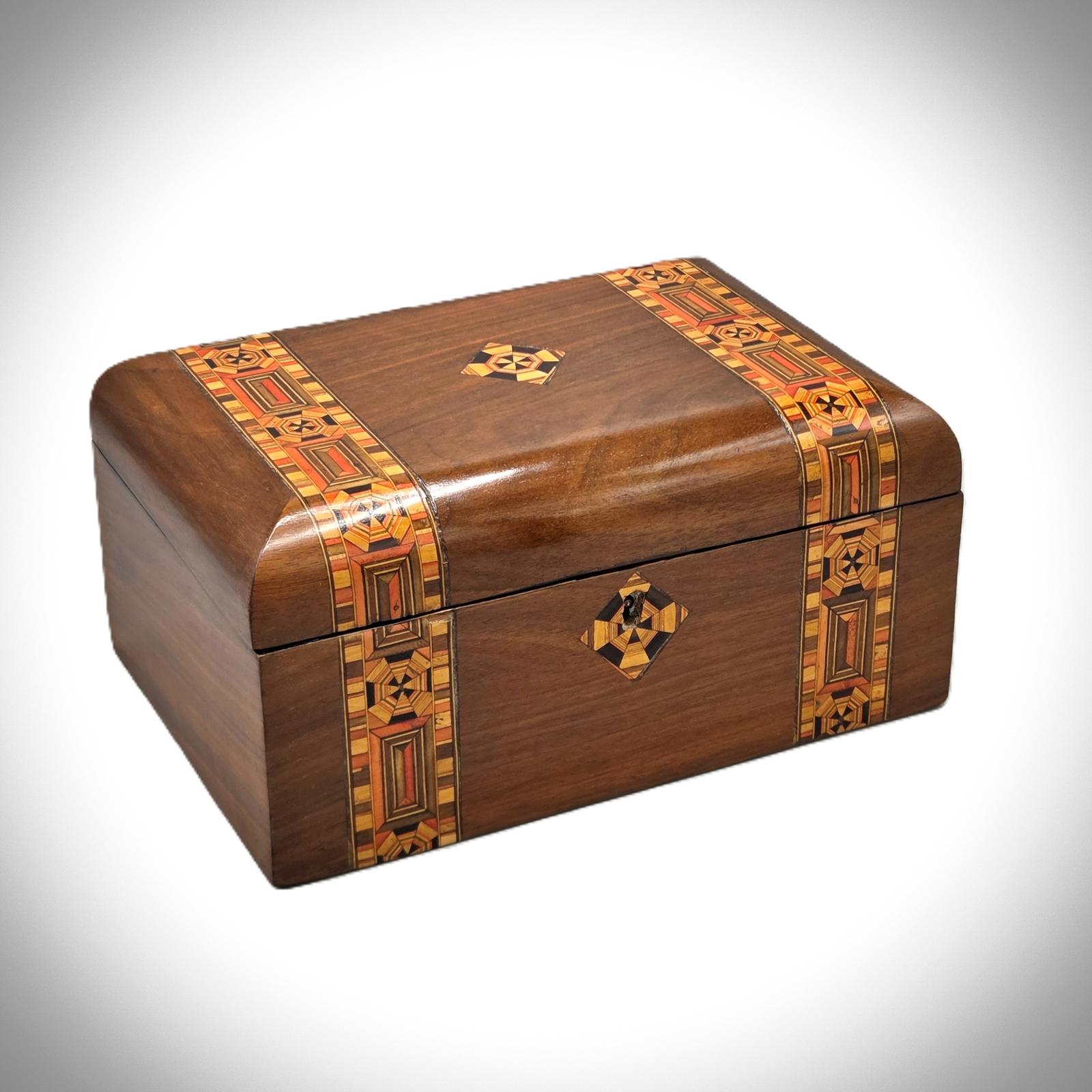 Victorian Walnut & Inlaid Jewellery Box (1 of 8)