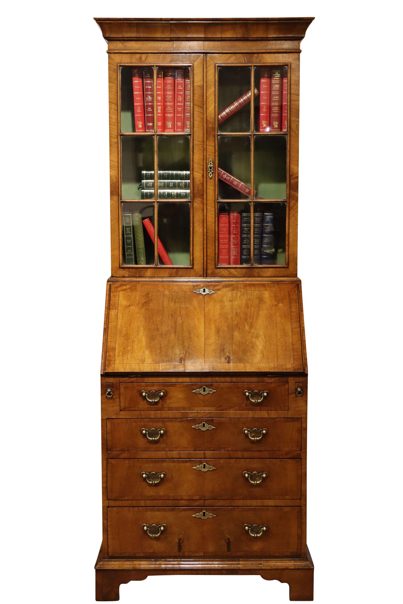 Walnut Bureau Bookcase c.1930 (1 of 7)