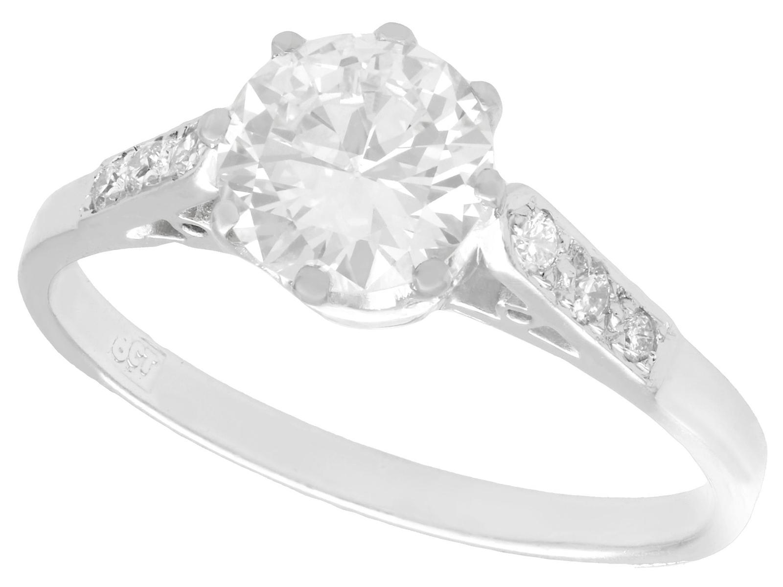 1.12ct Diamond & 18ct White Gold Solitaire Ring - Antique c.1920 (1 of 9)