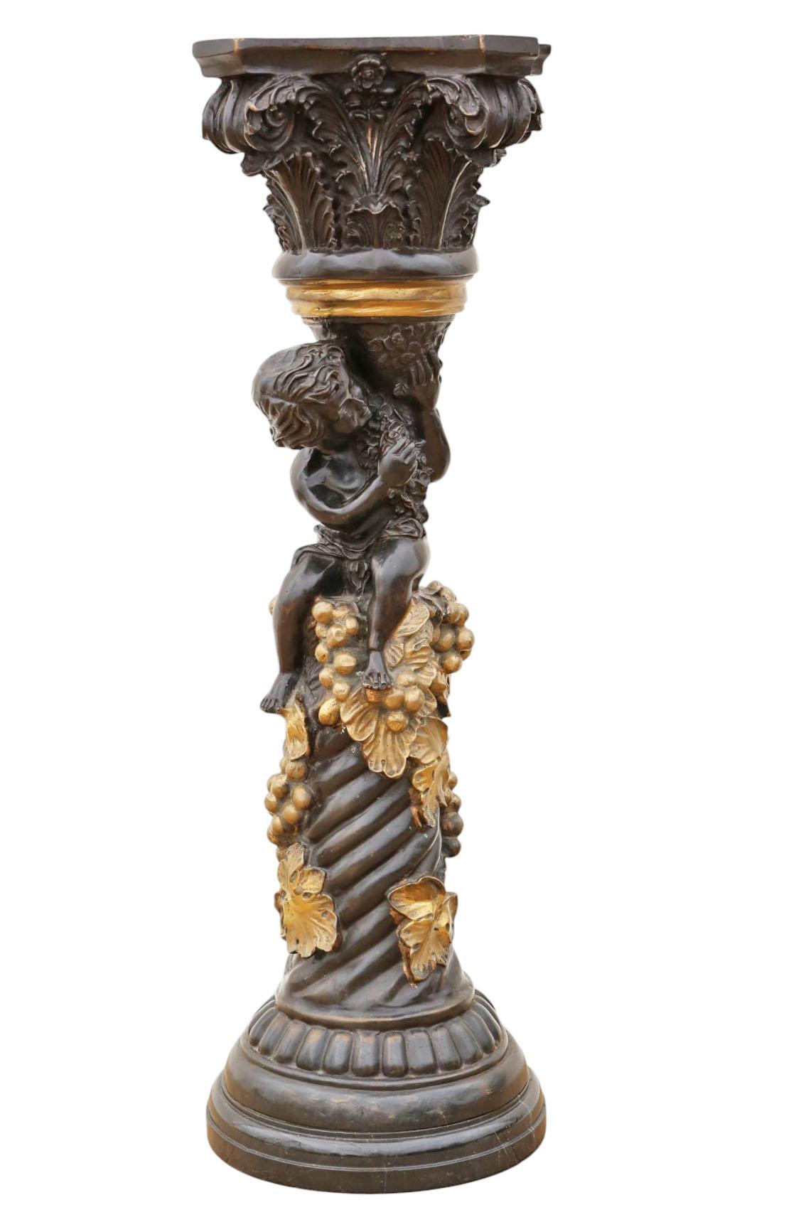 Antique Large Quality French Mixed Metal Bronze Pedestal Plinth Jardiniere Torchiere - Signed A Moreau Paris c.1900 (1 of 10) Antique Large Quality French Mixed Metal Bronze Pedestal Plinth Jardiniere Torchiere - Signed A Moreau Paris c.1900 (1 of 10)