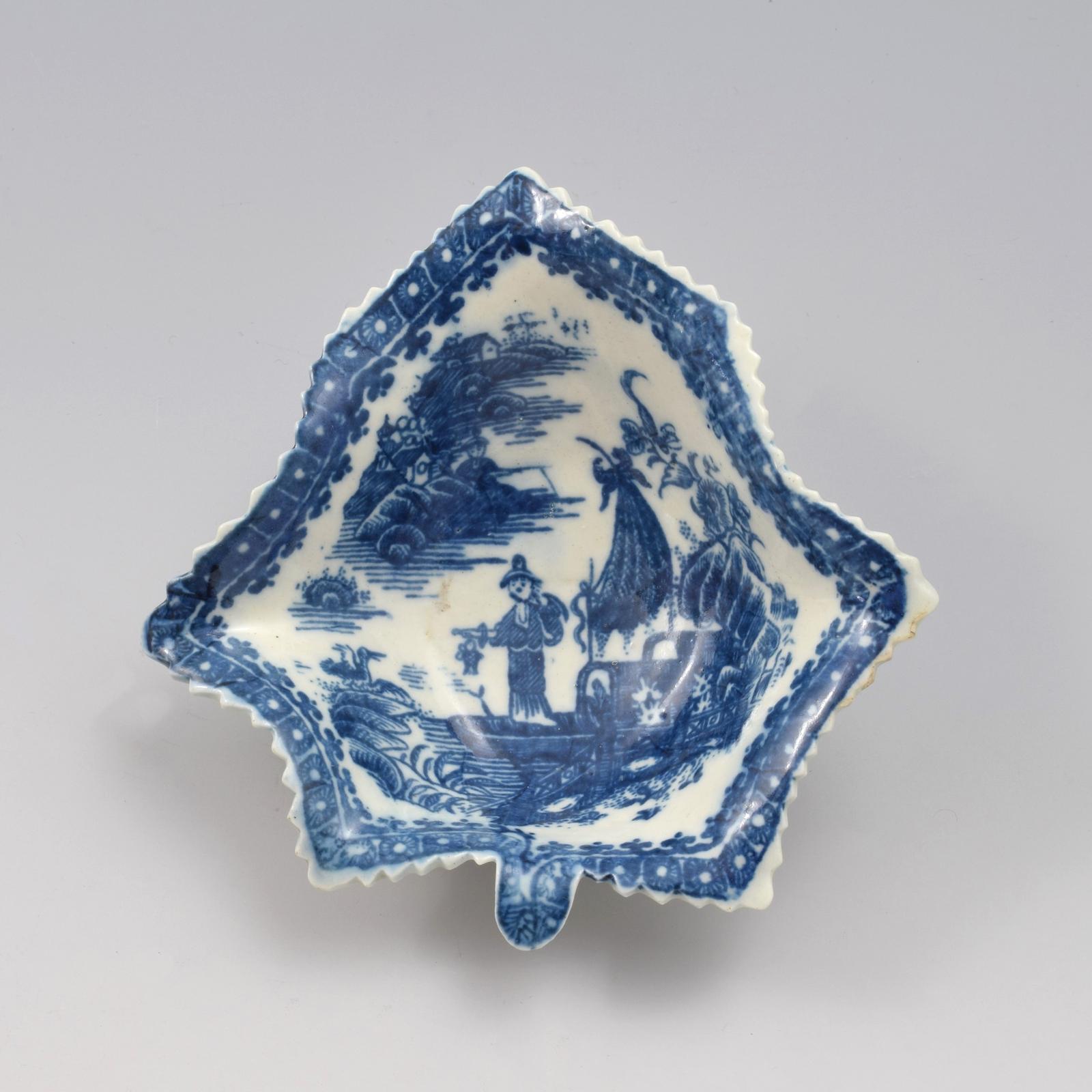 Fine Caughley Porcelain Leaf Shaped Pickle Dish Fisherman Pattern c.1780 (1 of 5) Fine Caughley Porcelain Leaf Shaped Pickle Dish Fisherman Pattern c.1780 (1 of 5)