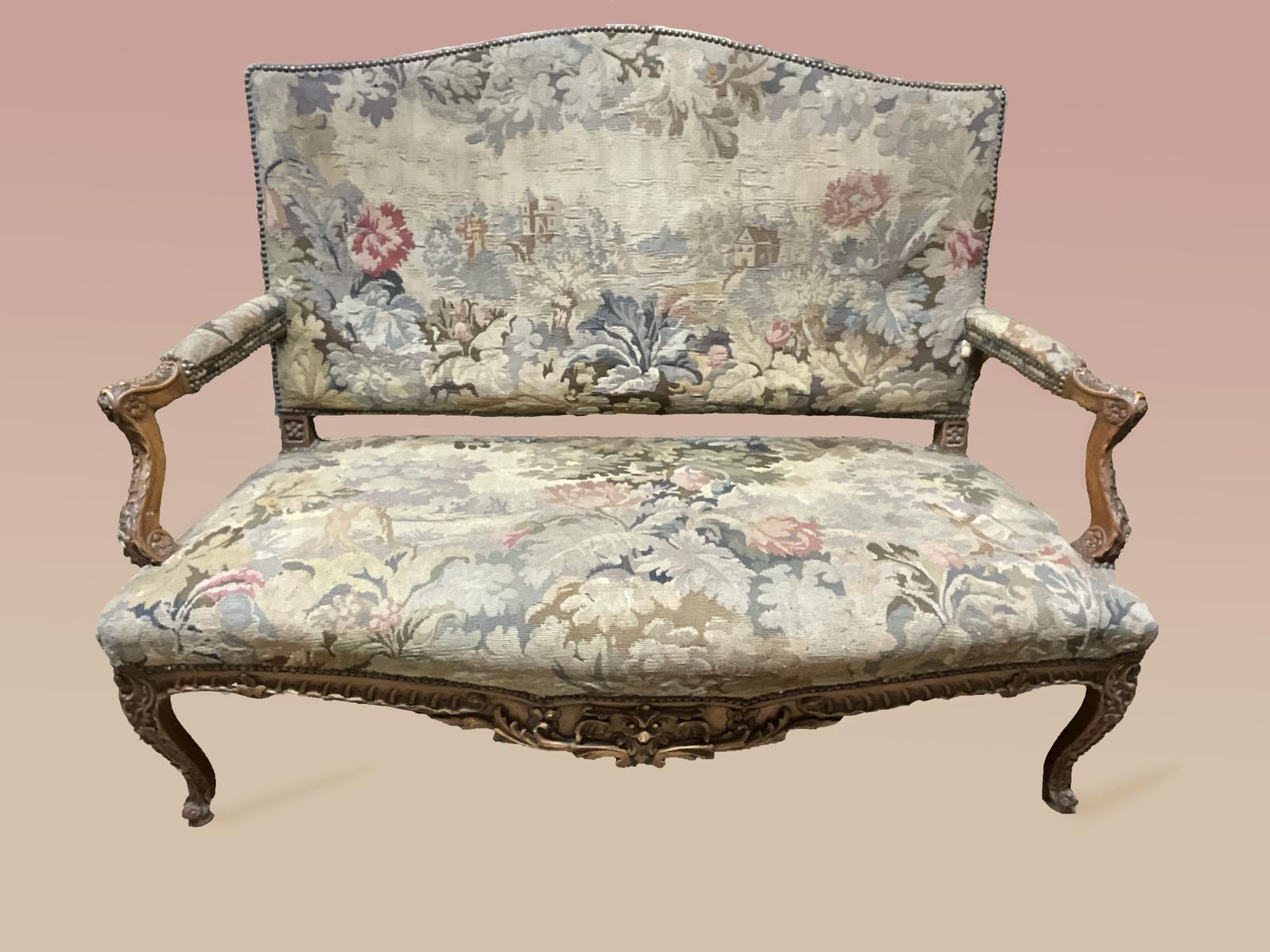 18th Century French Settee with Antique Upholstery c.1780 (1 of 4)