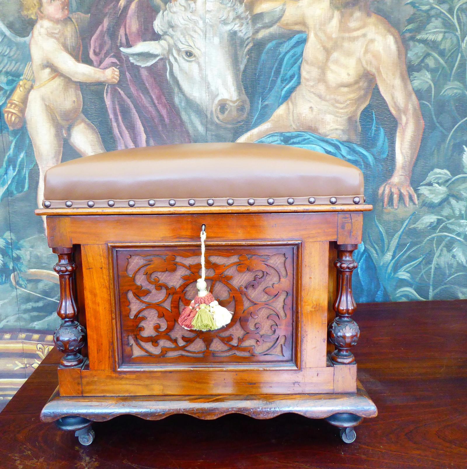 Bulstrode & Cambridge Walnut Stool Ornate 1820 (1 of 14)