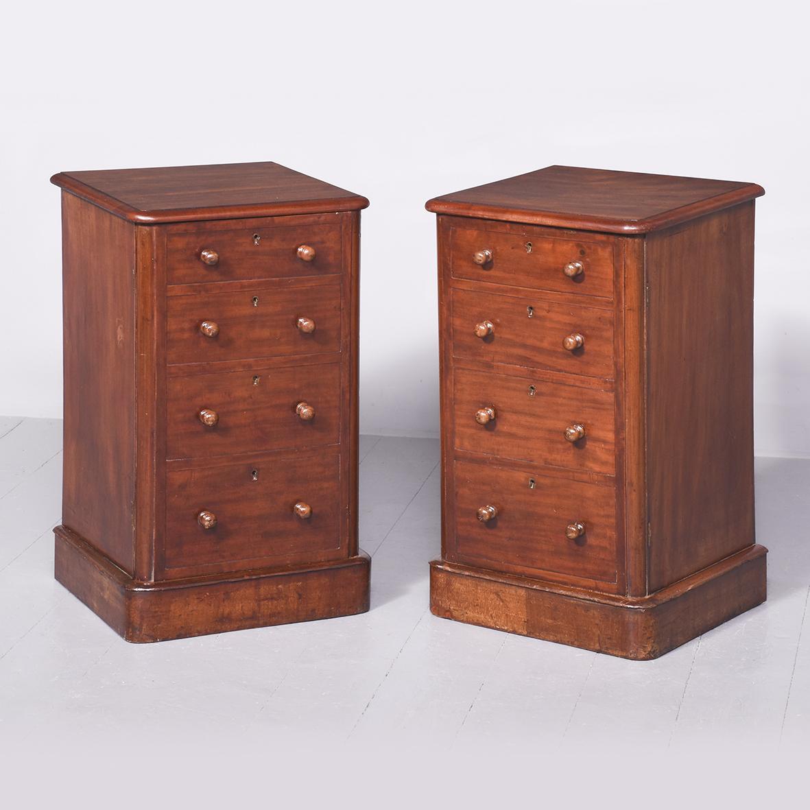 Pair of Mid Victorian Neat-sized Figured Mahogany Bedside Lockers (1 of 8)