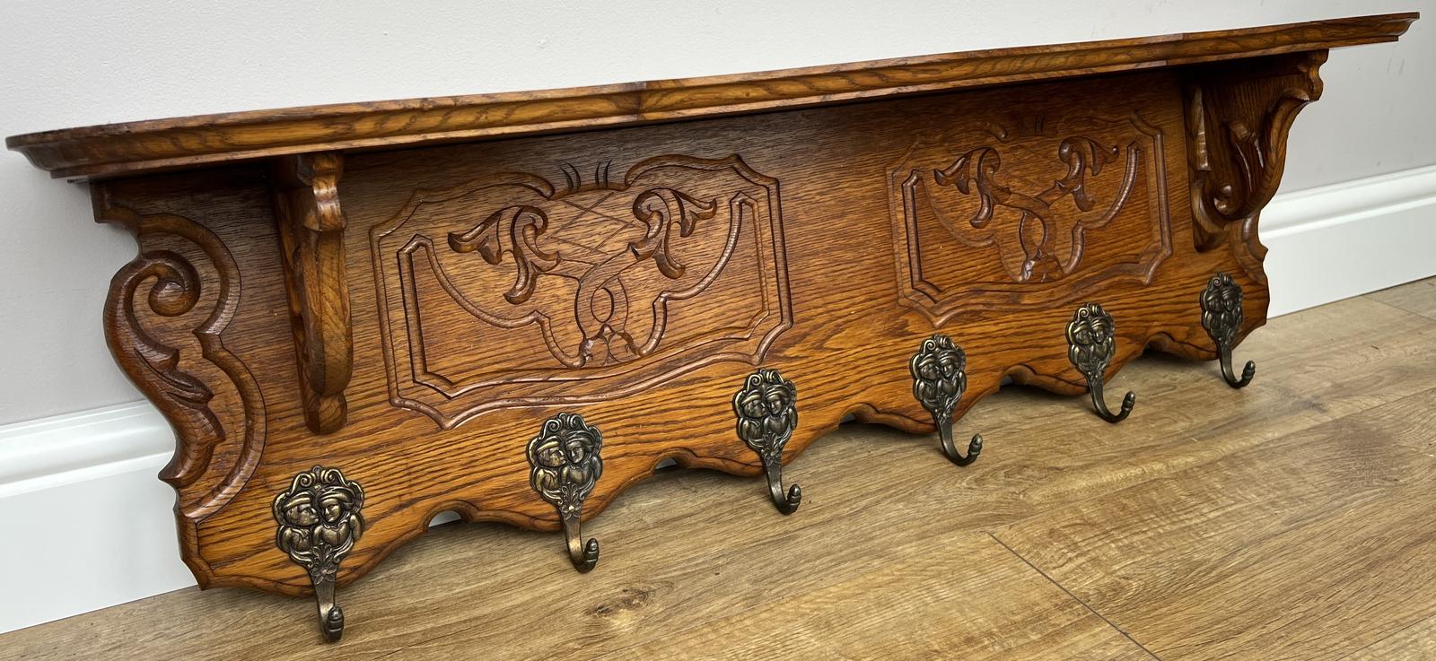 Coat Rack Vintage French Carved Oak Wall Mounted 6 Hooks Rack Hanger (1 of 10) Coat Rack Vintage French Carved Oak Wall Mounted 6 Hooks Rack Hanger (1 of 10)