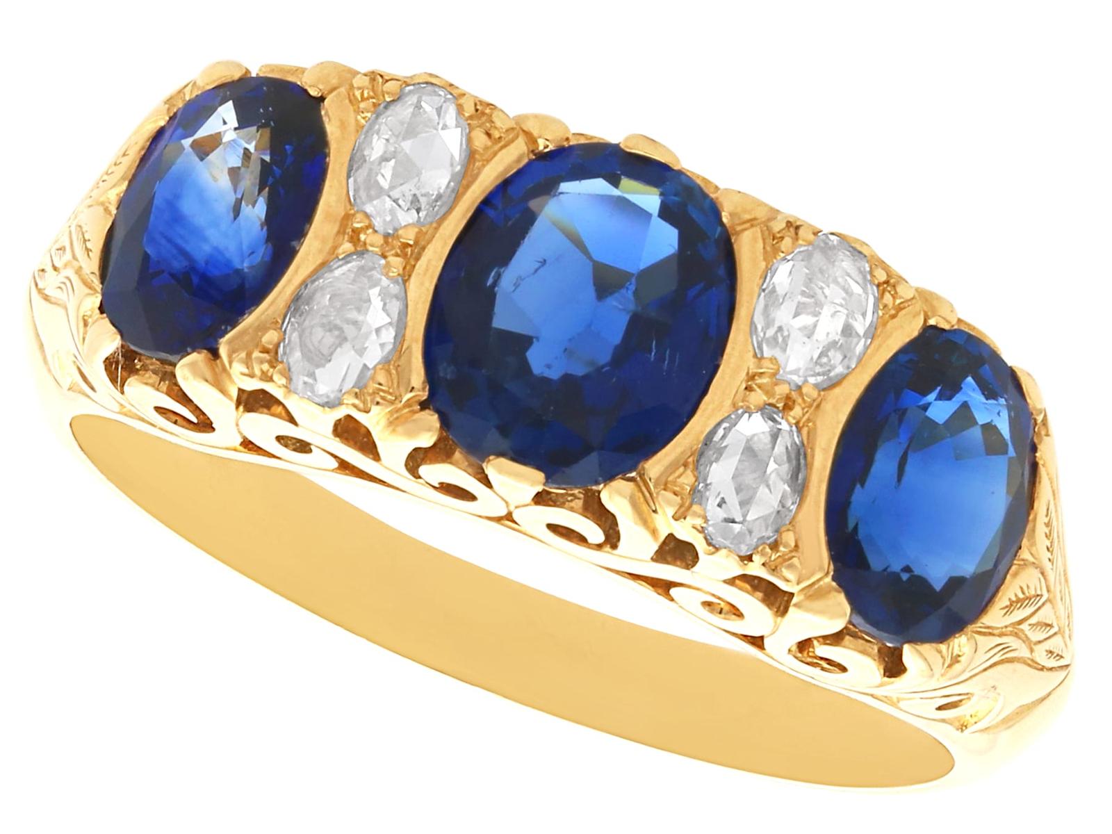 Vintage 2.86ct Basaltic Sapphire & 0.28ct Diamond 18k Yellow Gold Dress Ring c.1980 (1 of 13)