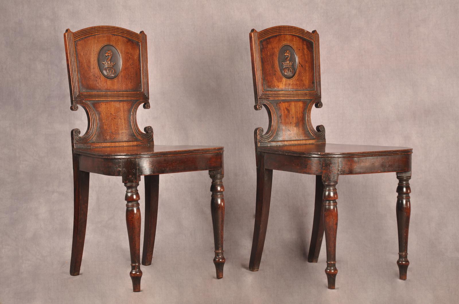 Fine Pair of Regency Mahogany Hall Chairs (1 of 11)
