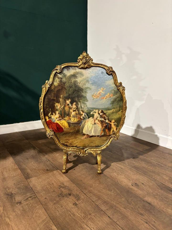 Antique Style Reproduction Painted Gilt Fire Screen (1 of 14)