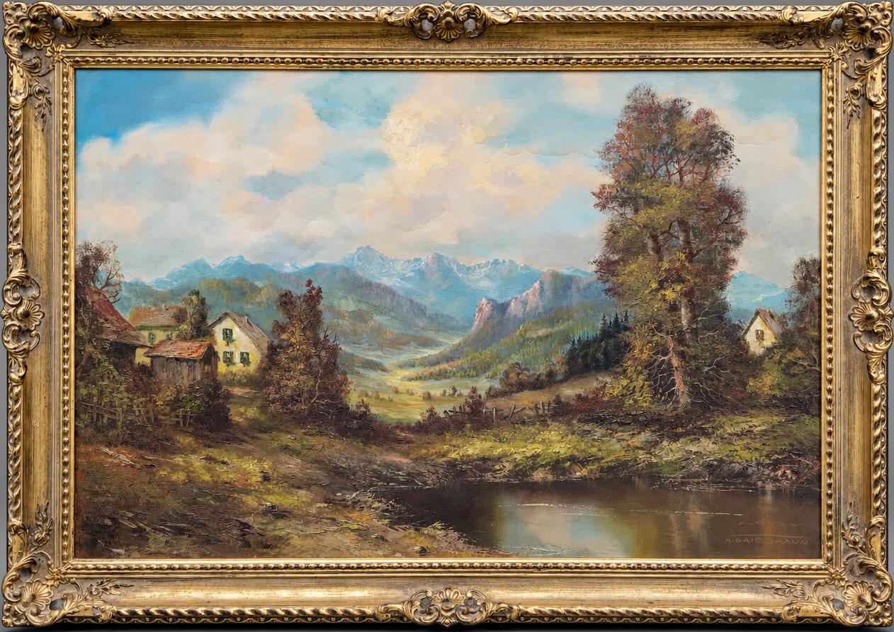 Large Signed Original Alpine Landscape Oil Painting - Karl Gatermann (1883-1959) (1 of 11) Large Signed Original Alpine Landscape Oil Painting - Karl Gatermann (1883-1959) (1 of 11)