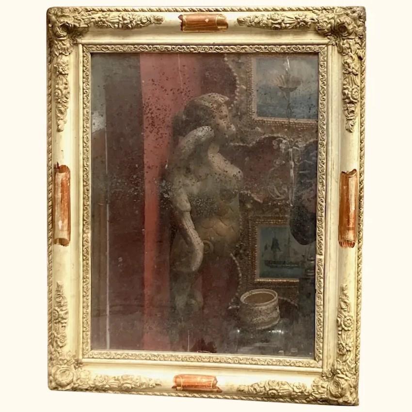 Small Late 19th Century 'Distressed' Style Wall Mirror From France (1 of 7)