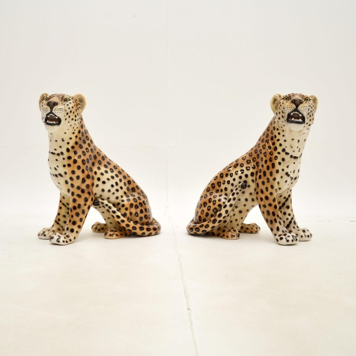Pair of Vintage Italian Ceramic Leopard Sculptures (1 of 7) Pair of Vintage Italian Ceramic Leopard Sculptures (1 of 7)