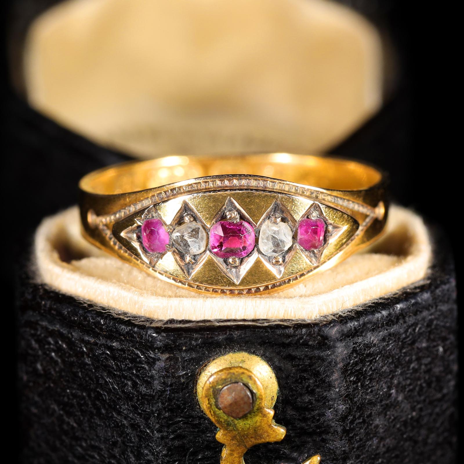 The Antique 1878 Old Cut Diamond & Ruby Ring (1 of 9)