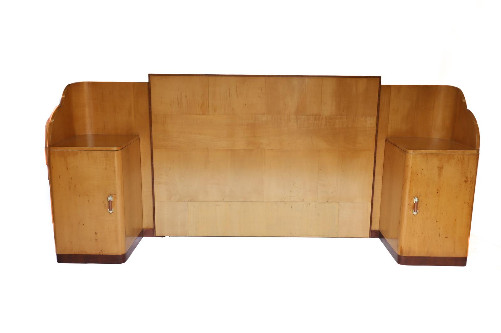 Art Deco Maple Headboard with Bedside Cupboards (1 of 5) Art Deco Maple Headboard with Bedside Cupboards (1 of 5)