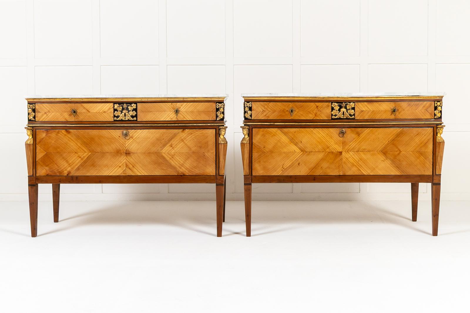Pair of 18th Century Italian Yew and Cherrywood Commodes (1 of 12)