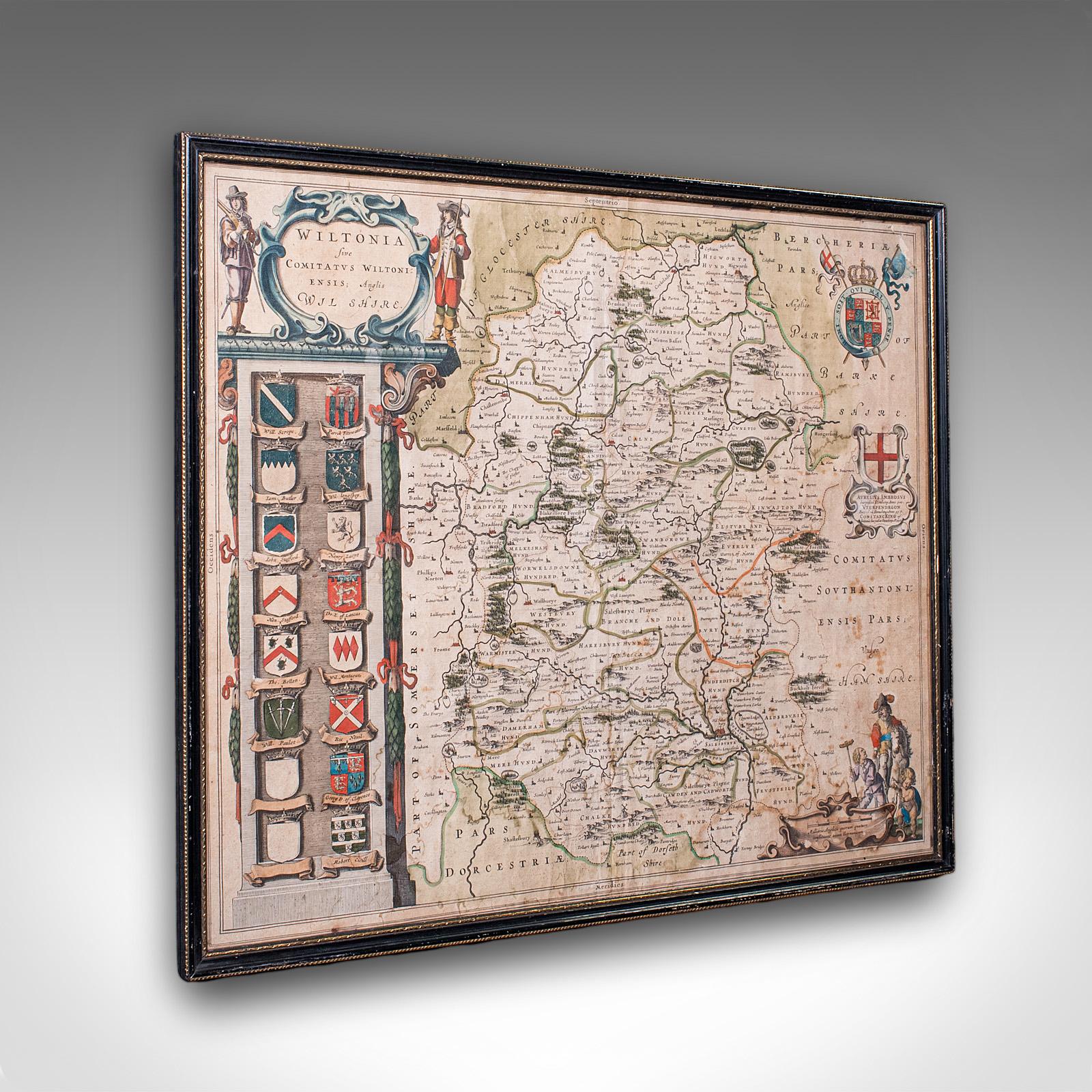 Antique Wiltshire County Map, Dutch, Framed Cartography, Latin, Blaeu c.1650 (1 of 12) Antique Wiltshire County Map, Dutch, Framed Cartography, Latin, Blaeu c.1650 (1 of 12)
