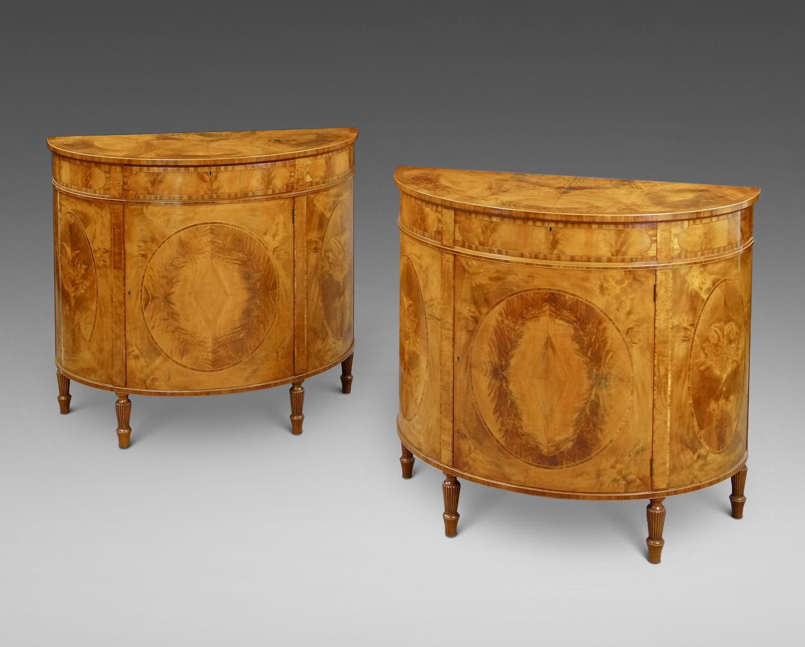 A Fine Pair Of Satinwood Demi Lune Commodes (1 of 6)