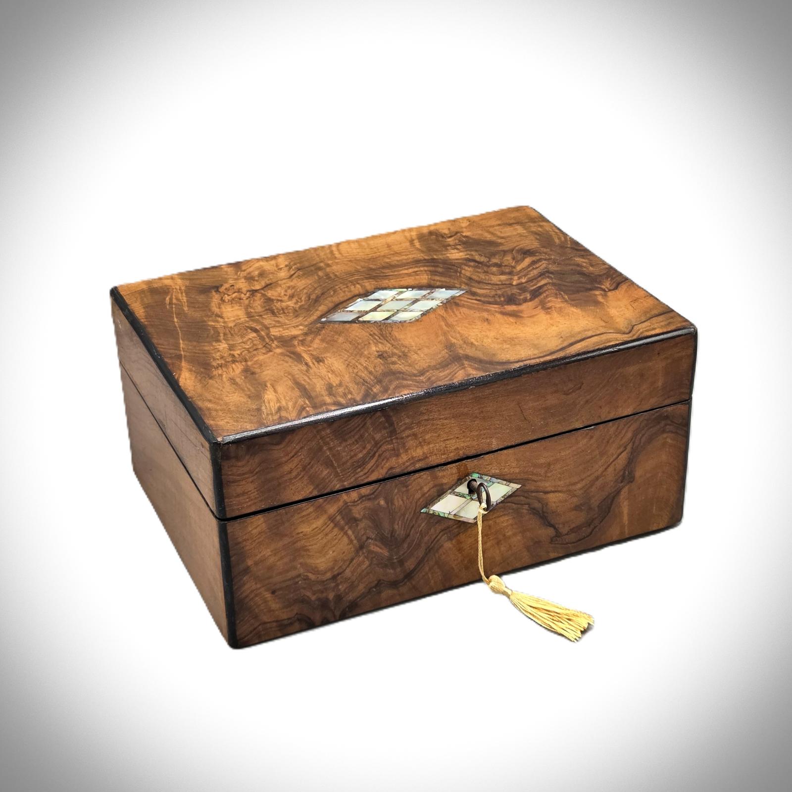 Victorian Walnut & Inlaid Jewellery Box (1 of 8)