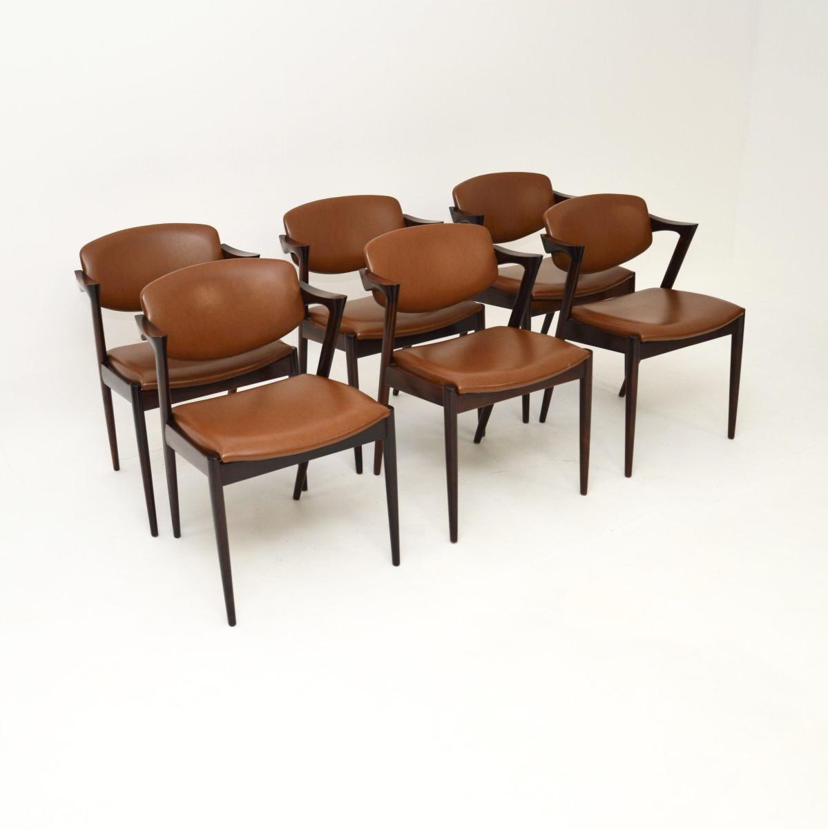 Set of Six Danish Vintage Rosewood Model 42 Dining Chairs by Kai Kristiansen (1 of 11)