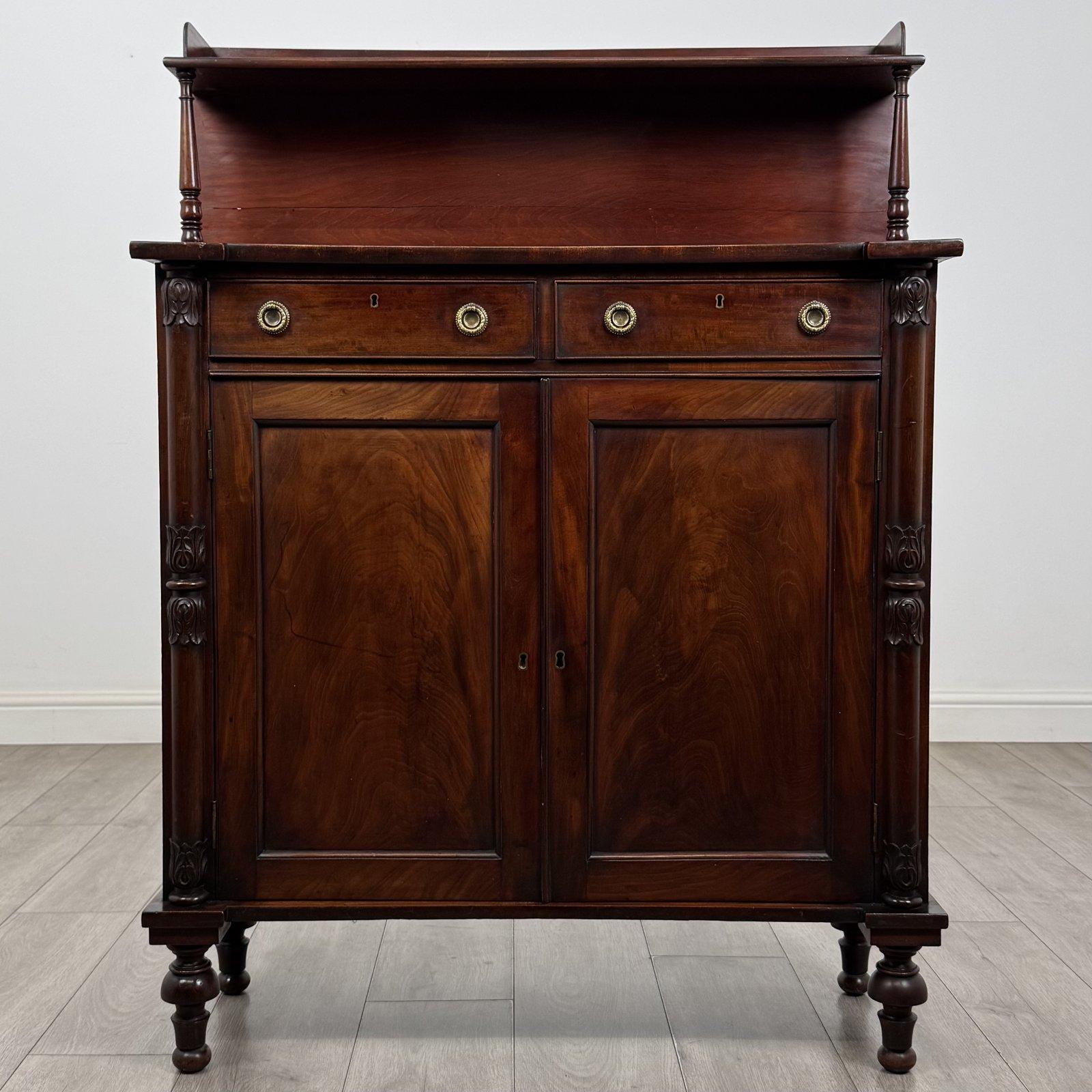 Antique Mahogany Chiffonier | Raised Shelf & Carved Columns | AF-6666 (1 of 12) Antique Mahogany Chiffonier | Raised Shelf & Carved Columns | AF-6666 (1 of 12)
