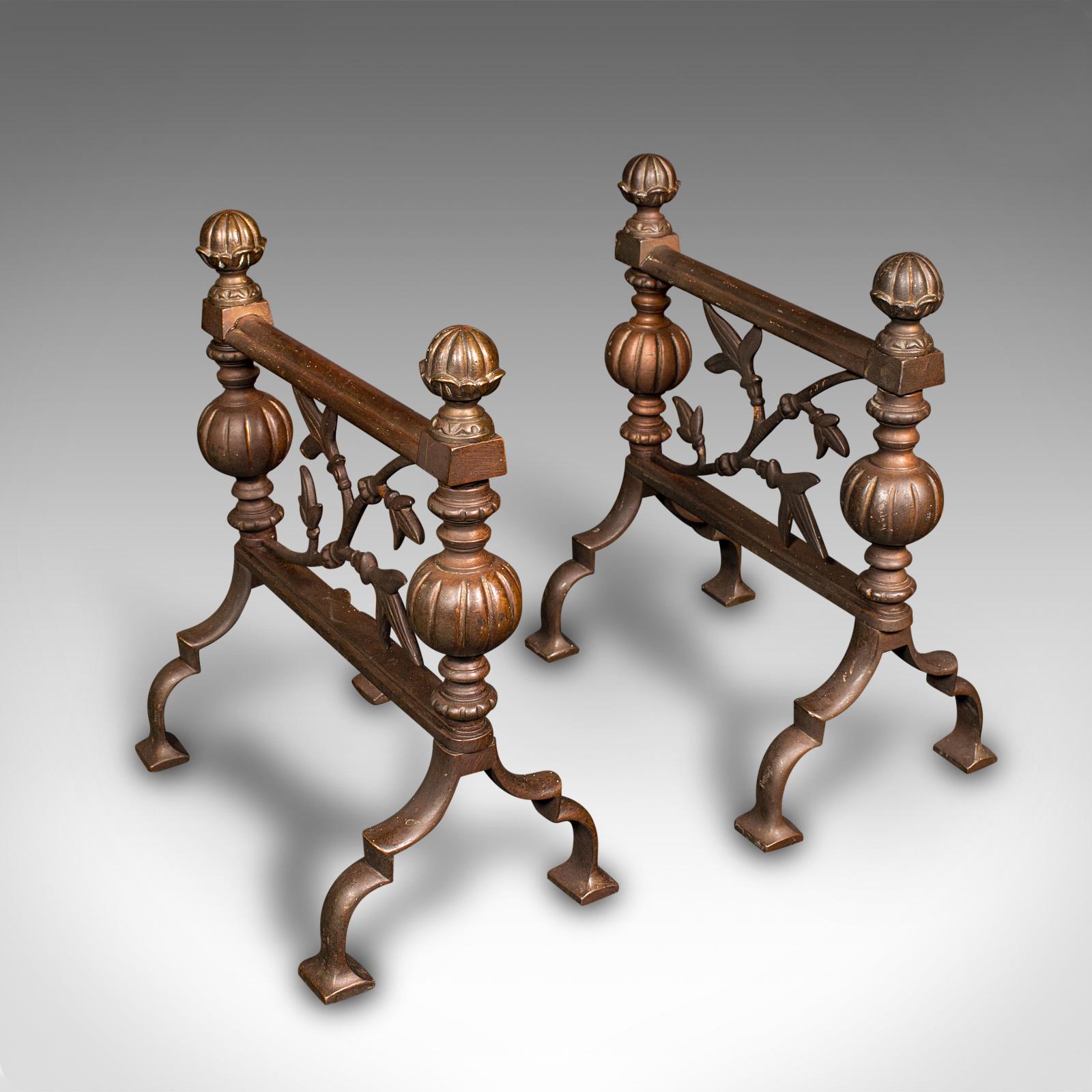 Pair of Antique Fireside Tool Rests, English Bronze, Aesthetic Period, Victorian (1 of 7) Pair of Antique Fireside Tool Rests, English Bronze, Aesthetic Period, Victorian (1 of 7)