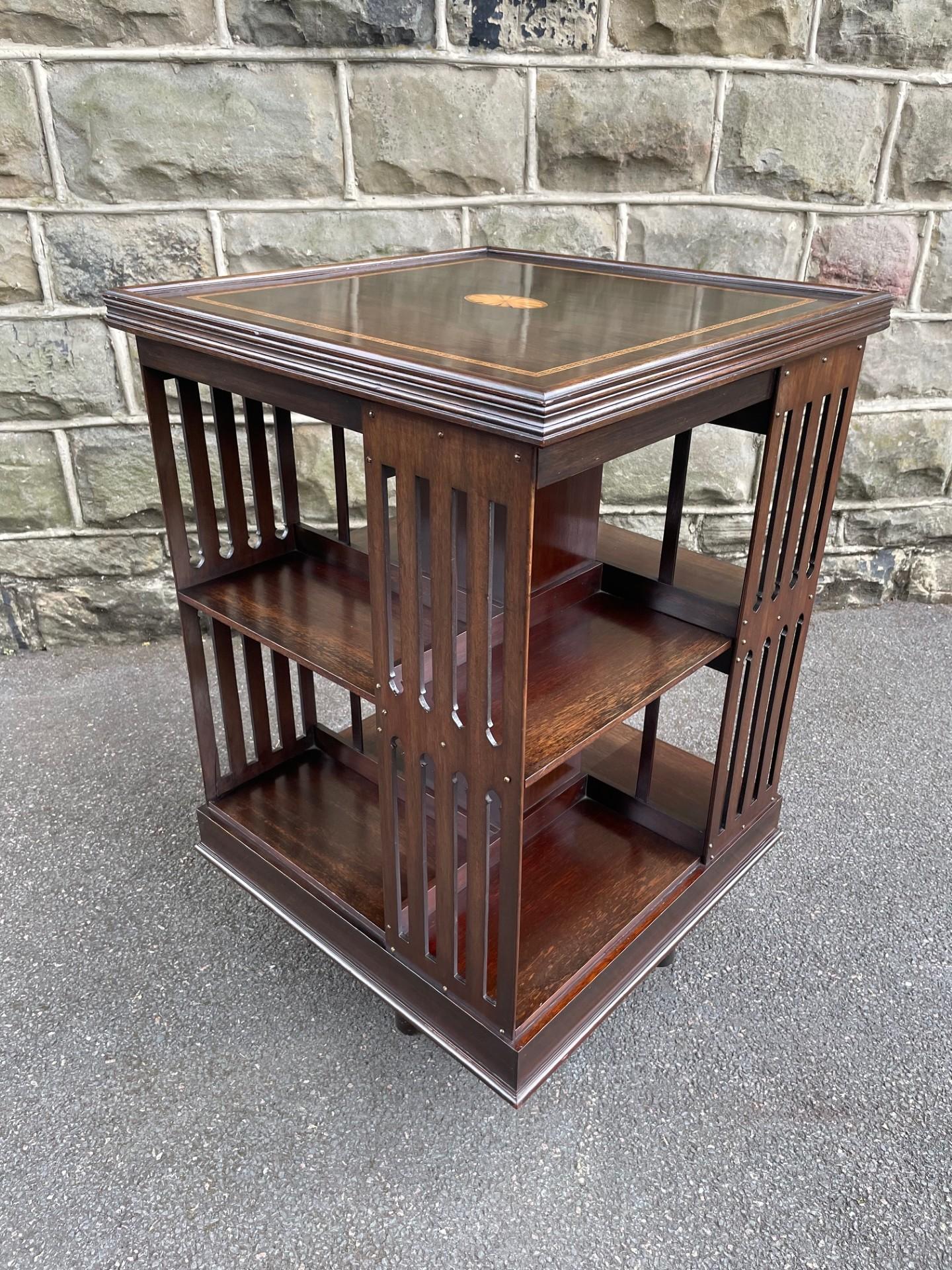 Antique Inlaid Mahogany Revolving Library Bookcase (1 of 10)