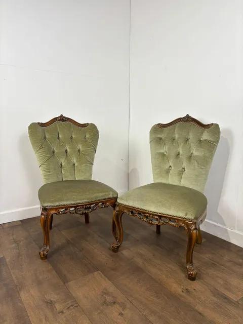 Pair of Reproduction Upholstered Bedroom Chairs (1 of 15) Pair of Reproduction Upholstered Bedroom Chairs (1 of 15)