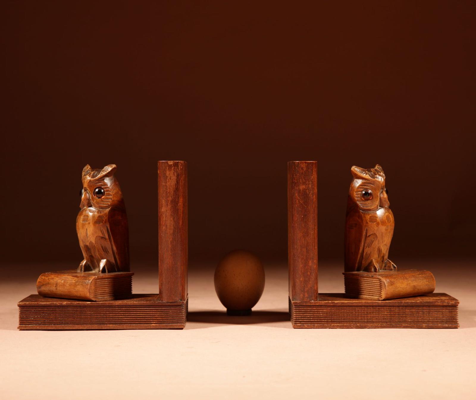 Black Forest Amusing Pair Of Owl Carved Bookends Circa 1900-20 (1 of 10) Black Forest Amusing Pair Of Owl Carved Bookends Circa 1900-20 (1 of 10)