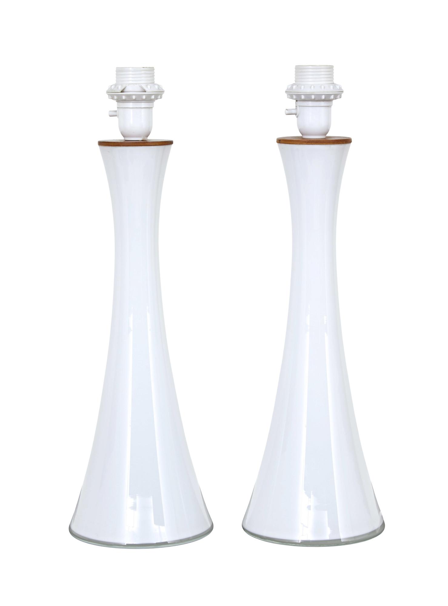Pair of Mid 20th Century Opaline Glass Lamps by Bergboms of Sweden (1 of 6)