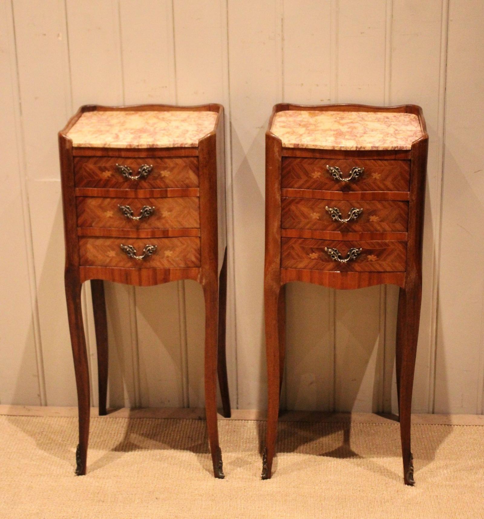 Pair Of Mahogany & Kingwood Marble Top Bedside Cabinets (1 of 12) Pair Of Mahogany & Kingwood Marble Top Bedside Cabinets (1 of 12)