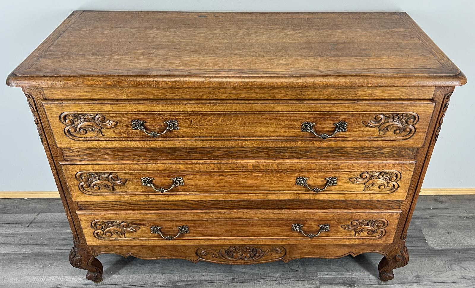 Ornate Chest of Drawers Vintage French Oak 3 Drawers (1 of 14)