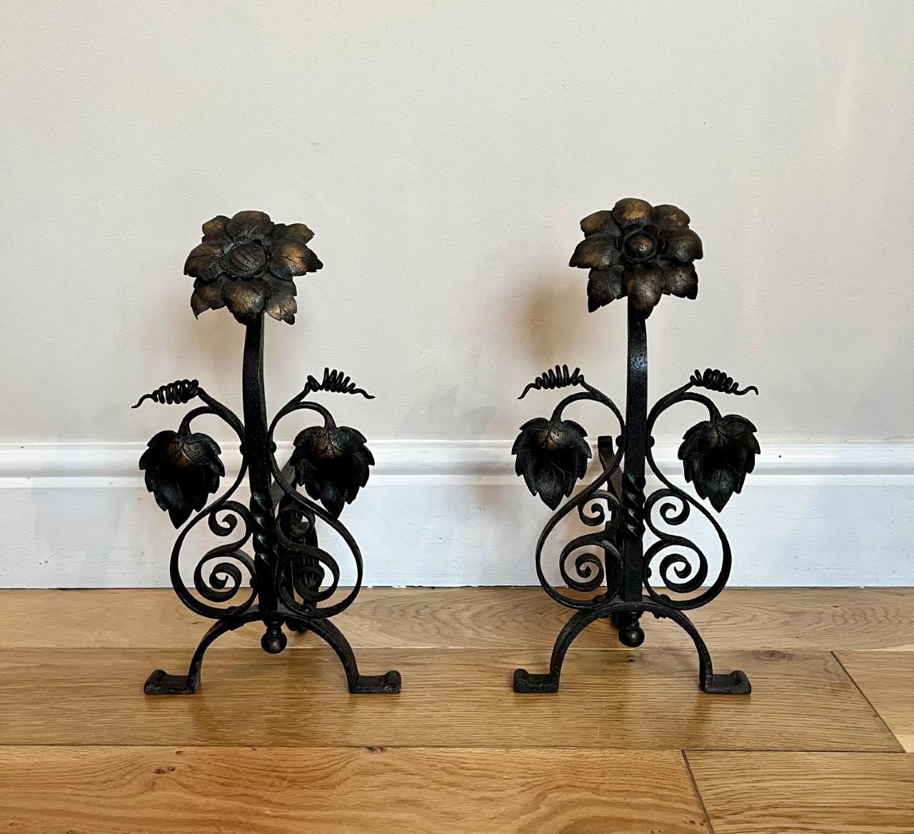 Wonderful Pair of Unusual Antique Arts & Crafts Fire Dogs (1 of 6) Wonderful Pair of Unusual Antique Arts & Crafts Fire Dogs (1 of 6)