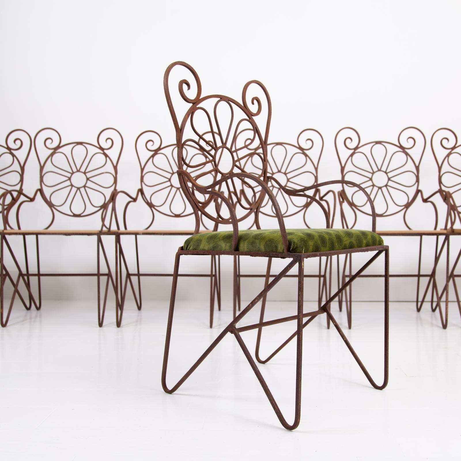 Set of 8 Mid Century Iron Garden Chairs (1 of 13)