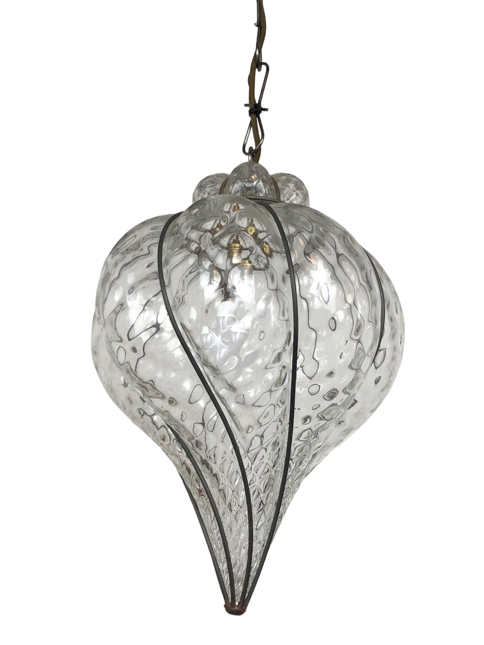 Venetian Caged Pendant Clear Glass Light Teardrop Pendant (1 of 10)