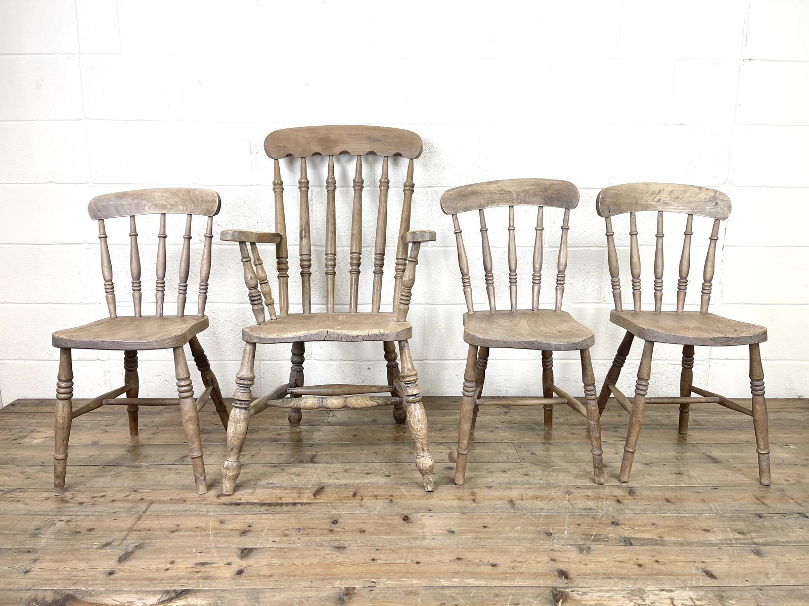 Four Rustic Spindle Back Farmhouse Chairs (1 of 10) Four Rustic Spindle Back Farmhouse Chairs (1 of 10)