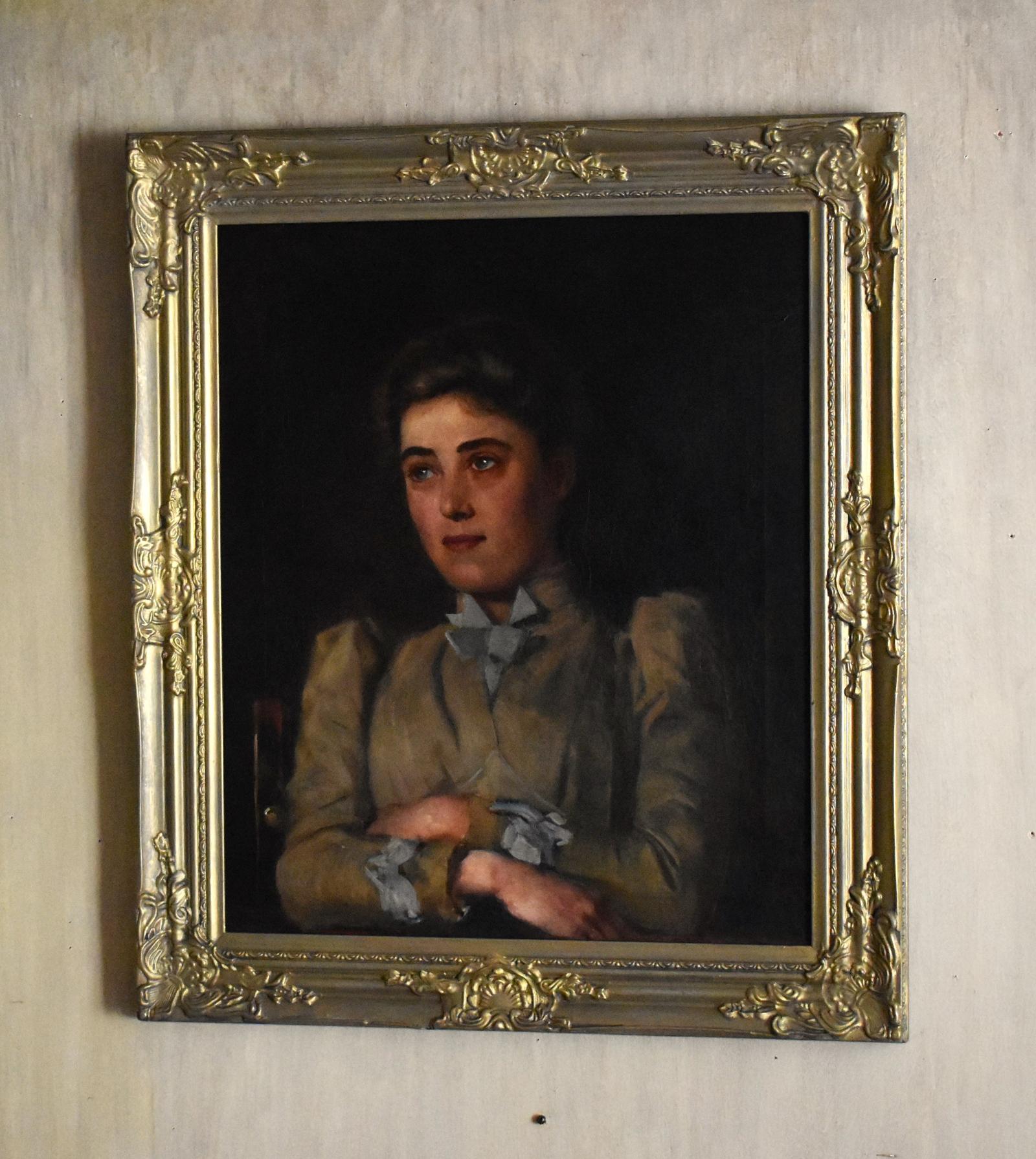 Fine Edwardian Oil Painting of Lady (1 of 7)
