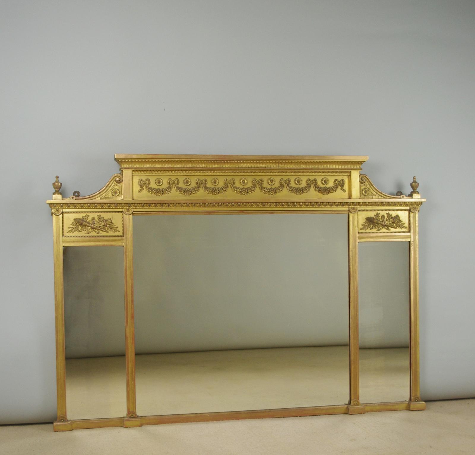 Victorian Gilt Triple Plate Overmantle Mirror (1 of 10)
