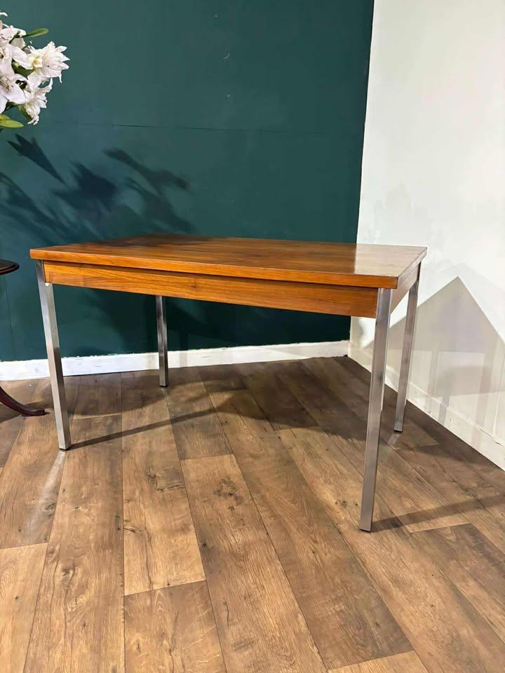 Retro Teak Office Table with Chrome Legs (1 of 16) Retro Teak Office Table with Chrome Legs (1 of 16)