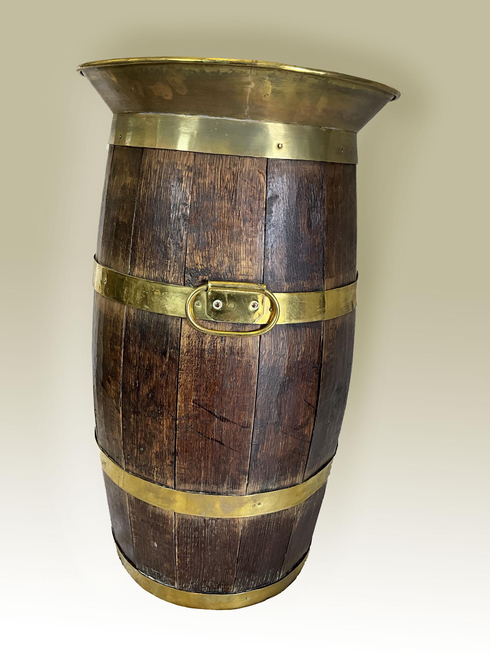 Oak & Brass Barrel Stick Stand (1 of 8)