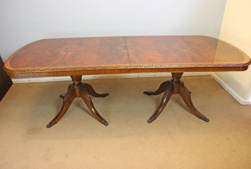 Georgian Style Walnut Large Twin Pillar Extending Dining Table (1 of 20) Georgian Style Walnut Large Twin Pillar Extending Dining Table (1 of 20)