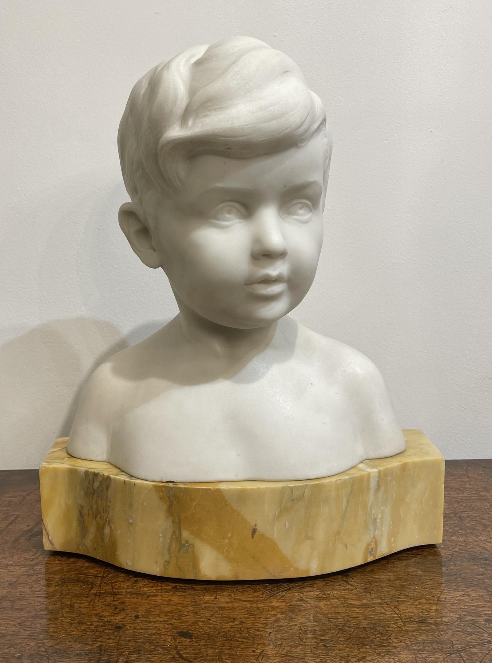 Italian Carrara Marble Bust Of A Young Boy, Signed (1 of 11) Italian Carrara Marble Bust Of A Young Boy, Signed (1 of 11)
