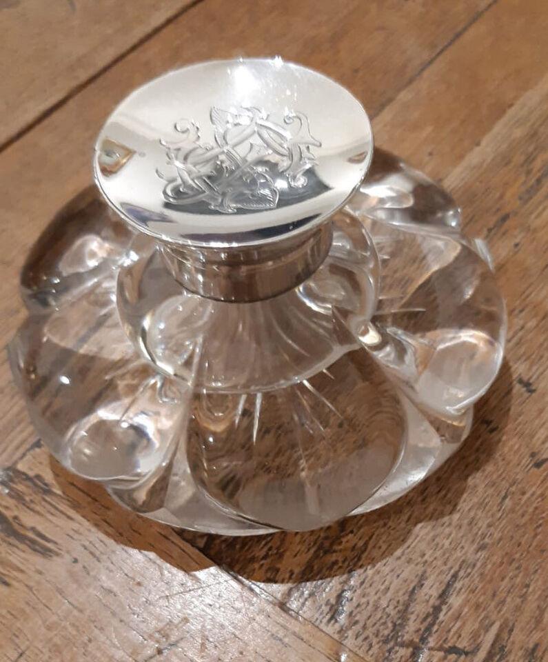 Solid Silver & Cut Glass Inkwell (1 of 4)