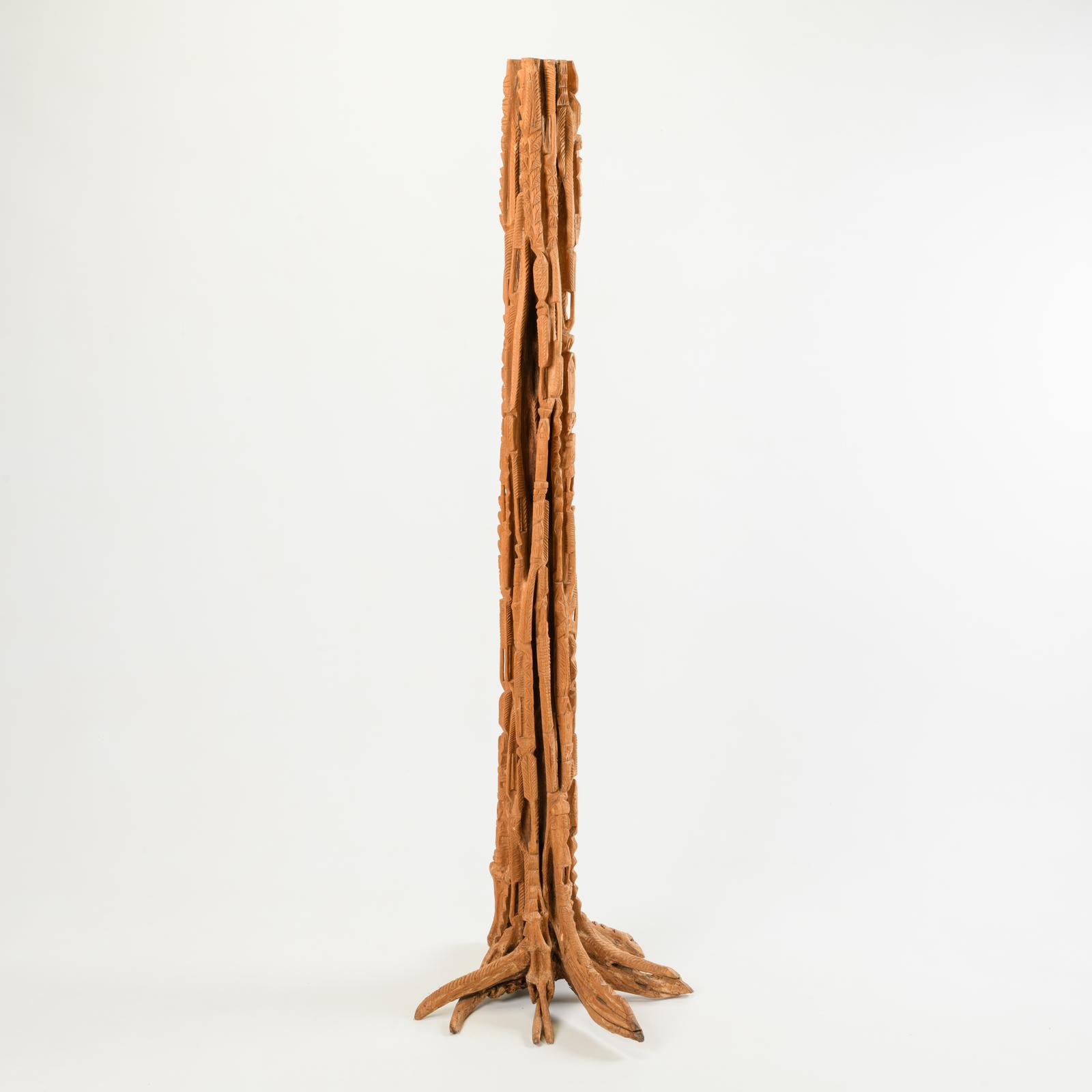 Zande or Mangbetu Workshop Attribution, Northern Democratic Republic of Congo/ Southern Sudan, Tall Carved Limba Column, Mid-20th Century (1 of 15)