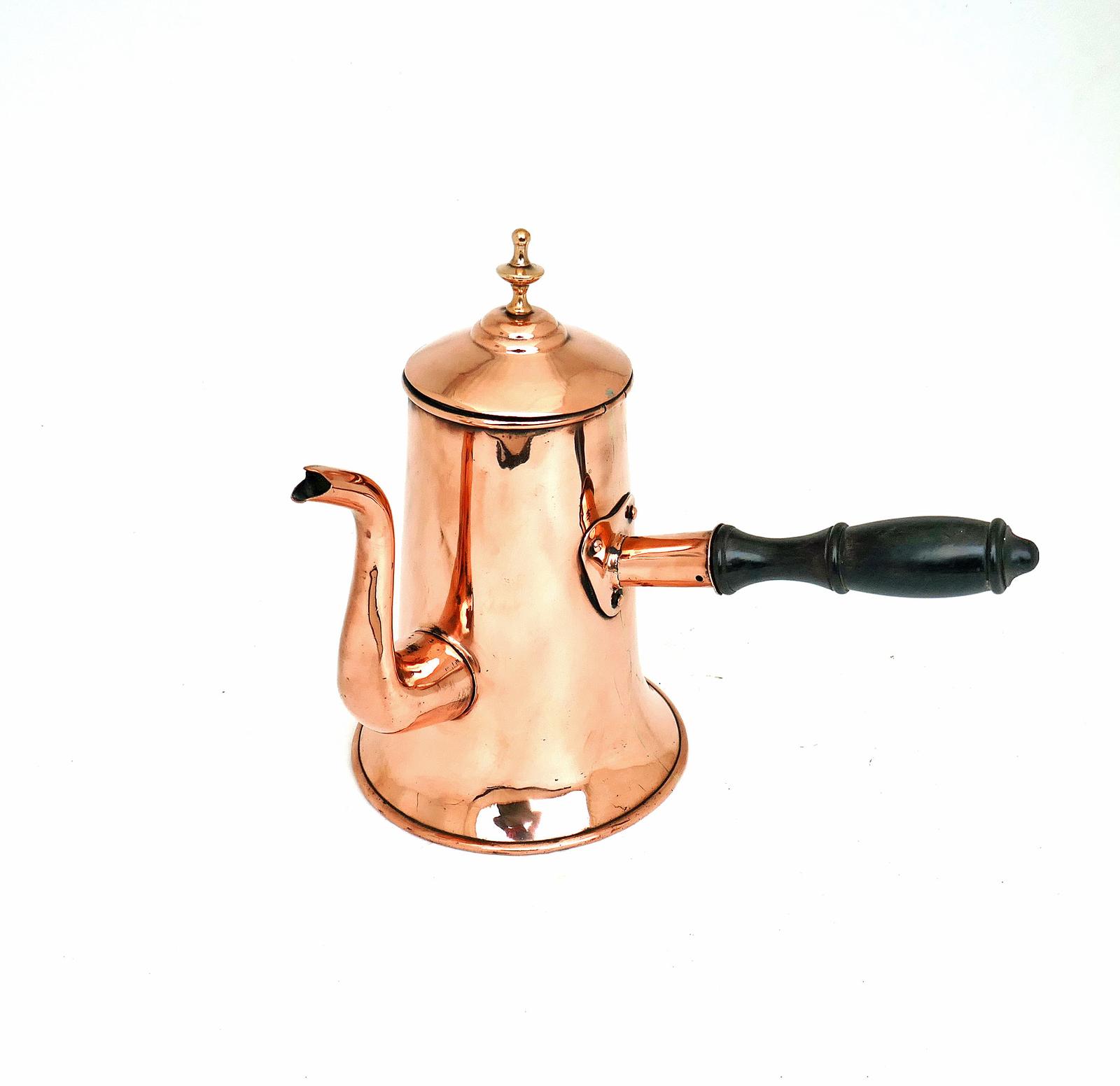 Antique Kitchenalia 18th Century Copper Coffee Pot with Turned Side Handle - English (1 of 4)
