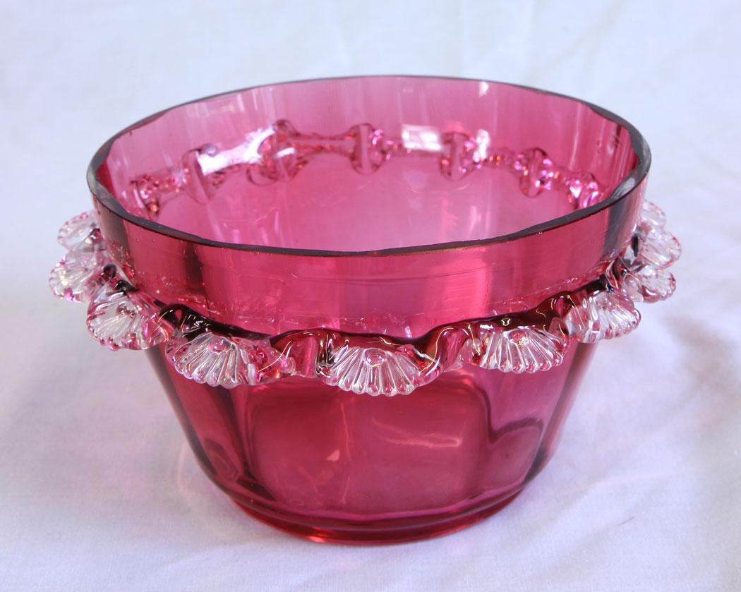 Antique Victorian Cranberry Glass Bowl (1 of 6)
