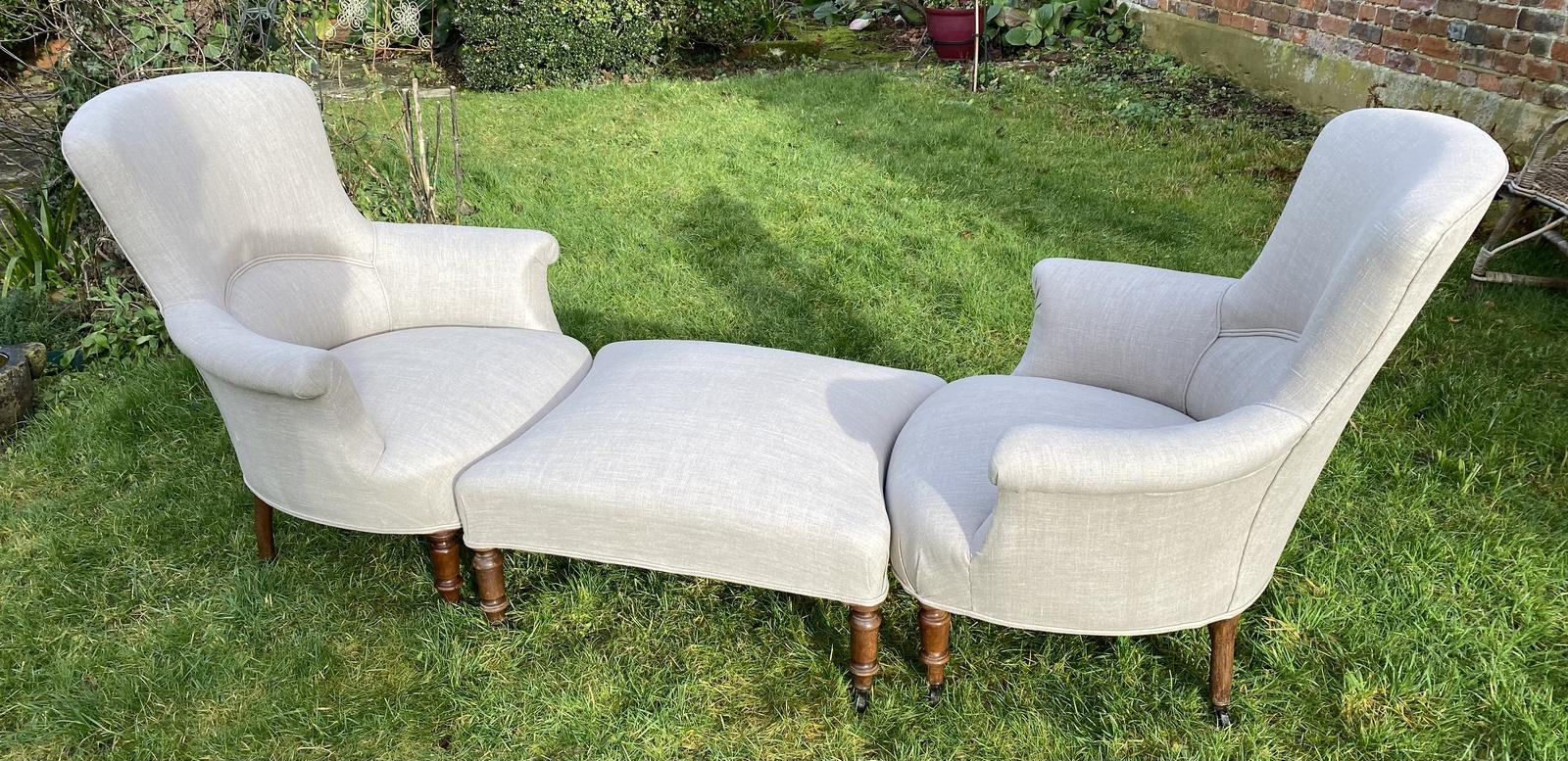 French Duchesse Brisee or Pair of Armchairs with Stool (1 of 6) French Duchesse Brisee or Pair of Armchairs with Stool (1 of 6)