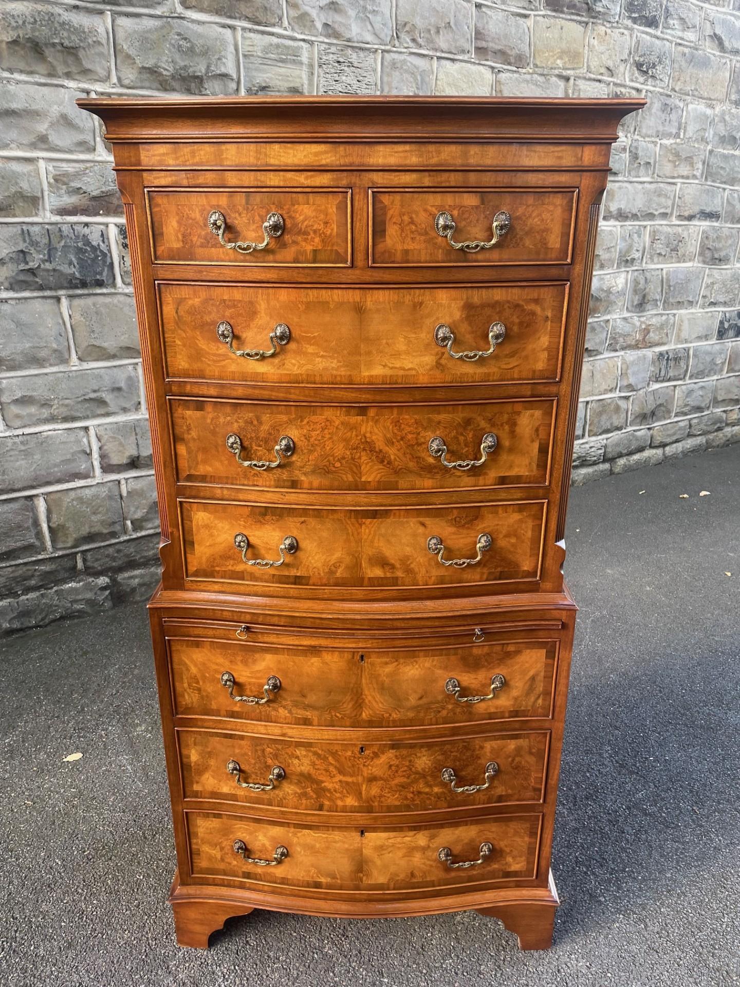Quality Burr Walnut Chest on Chest Tallboy (1 of 12)