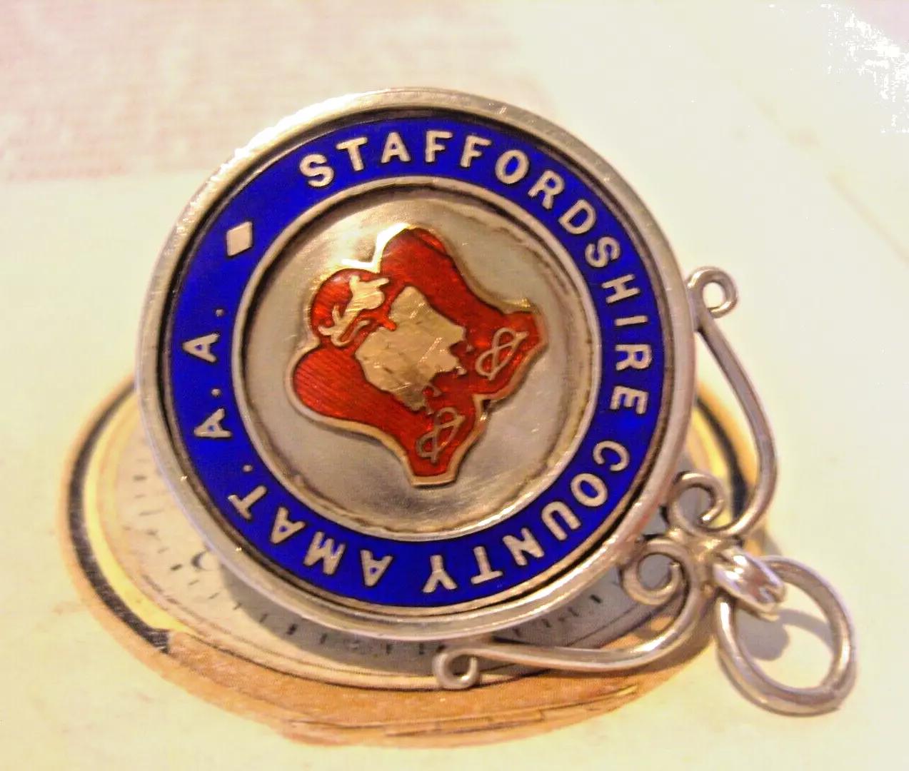 Pocket Watch Chain Fob Silver 1926 Antique Stafford County Athletics Association (1 of 10)
